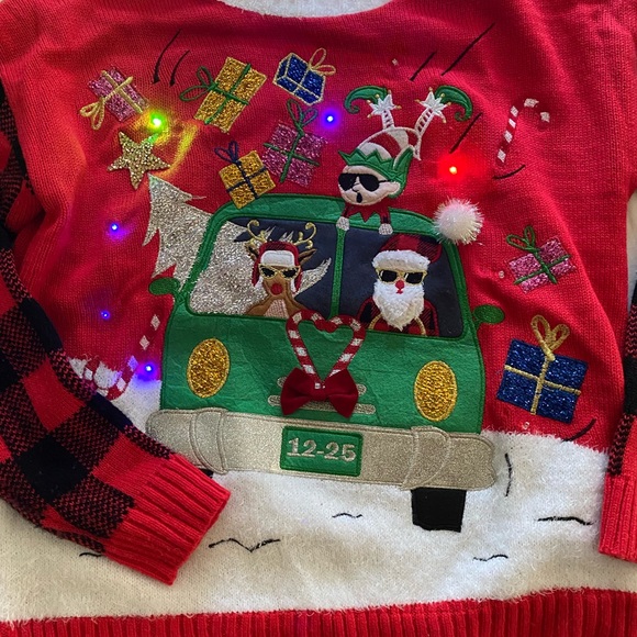Crazy Elf /Santa Light Up Ugly Christmas Sweater - Picture 1 of 8